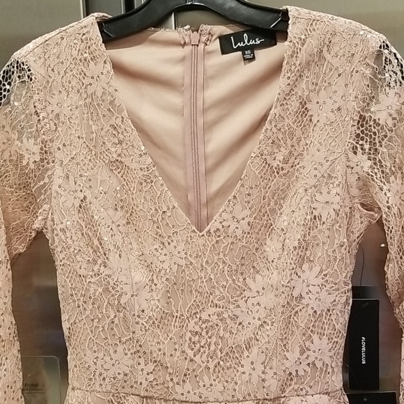 💕LULU'S💕 Sweetly Admired Mauve Sequin Lace Dress - Picture 9 of 12